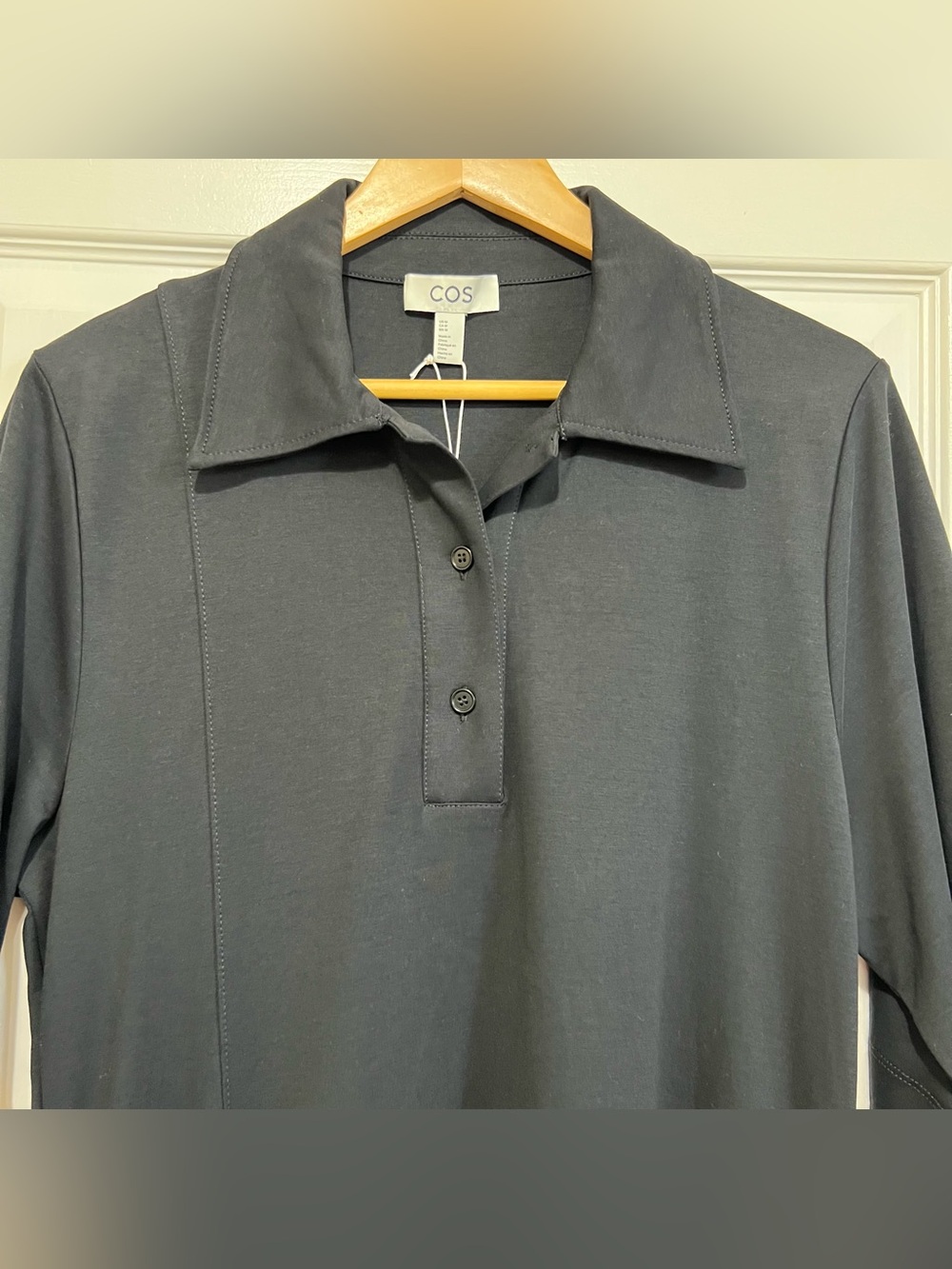 COS Asymmetric Polo Maxi Shirt Dress Black Size Medium NEW - Picture 4 of 16
